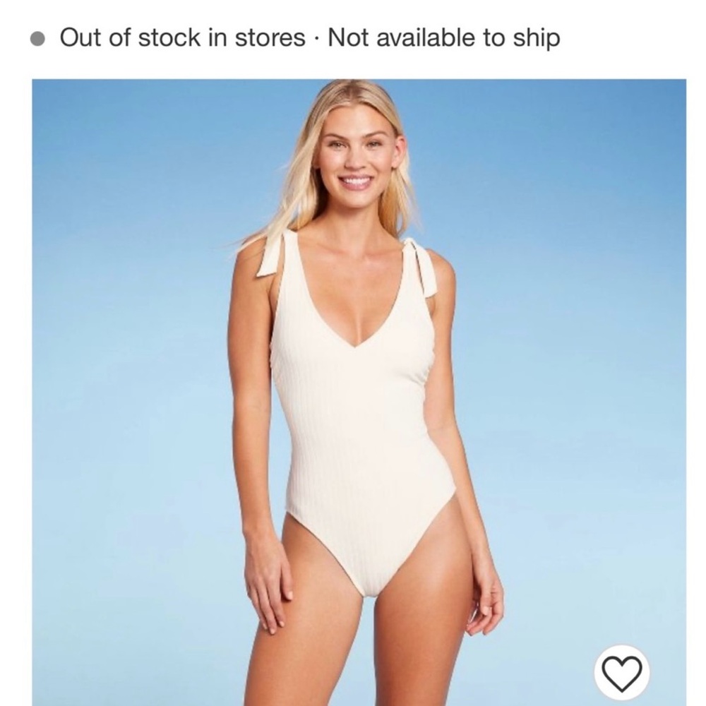 Shade & Shore Women’s Plunge Front Shoulder Tie Ribbed One Piece Swimsuit